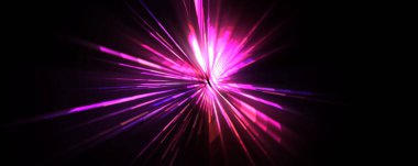 Fütürist mercek patlaması. Parlayan parçacıkları ve çizgileri olan ışık patlaması yıldızı. Güzel soyut ışın arkaplanı.