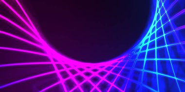 Işık dalgalarının neon renkli soyut tasarımı. Dijital arka plan ve neon ışığı parlama efekti. Parlak ışınlar duvar kağıdı.