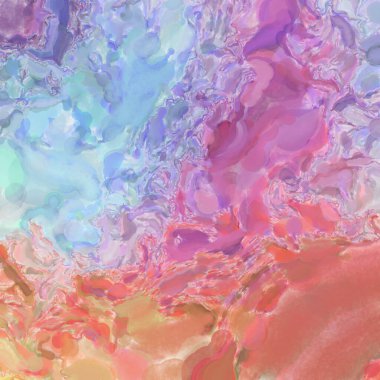 El yapımı sürreal soyut desenli suluboya. Modern sanatsal resim. 2D çizim. Arkaplan boyası karışımı. Yaratıcı duvar sanatı. Çağdaş sanat.