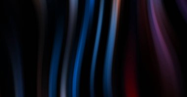 Siyah arka planda renkli düz çizgiler. Sıvı ve sıvı renkli dalgalar karanlıkta akıyor. Duvar kağıdı, afiş, arkaplan, kart, kitap, kapak, poster, afiş, broşür