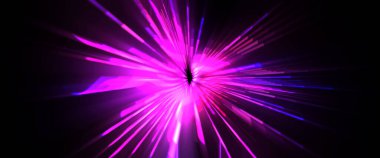 Fütürist mercek patlaması. Parlayan parçacıkları ve çizgileri olan ışık patlaması yıldızı. Güzel soyut ışın arkaplanı.