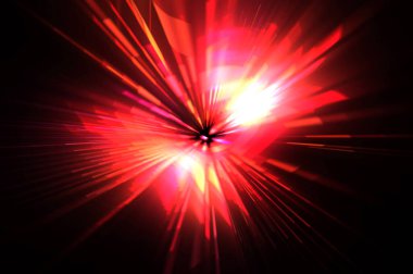 Fütürist mercek patlaması. Parlayan parçacıkları ve çizgileri olan ışık patlaması yıldızı. Güzel soyut ışın arkaplanı.