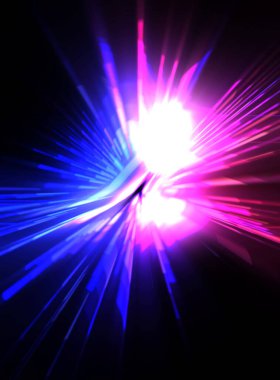 Fütürist mercek patlaması. Parlayan parçacıkları ve çizgileri olan ışık patlaması yıldızı. Güzel soyut ışın arkaplanı.