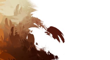 Taranmış Boyalı Soyut Arkaplan. Vahşi kaotik fırça darbeleri. Boya darbeleri. 2D İllüstrasyon. Fırça darbeli resim. 