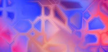 Renkli ve canlı geometrik şekiller katmanları var. Bir teknoloji planının dijital illüstrasyonu. Gelecekçi tasarım şablonu.