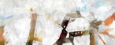 Soyut arkaplanda pürüzlü fırça darbeleri. Fırça boyası. Renkli boya darbeleri. Eşsiz duvar sanatı. Tuvaldeki modern sanat. Renkli çağdaş sanat eserleri. 