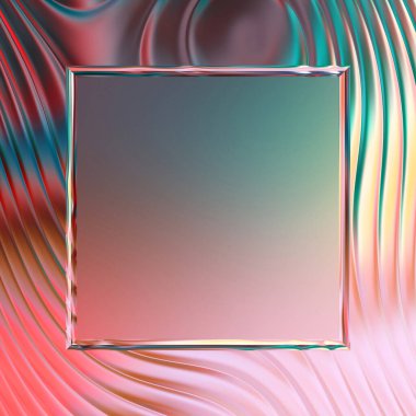 Soyut çerçeveli arkaplan. Renkli, canlı, dalgalı bir duvar kağıdı. Merkezi çerçeveli yaratıcı grafik 2d çizim. Dinamik şekilli modaya uygun sıvı örtüsü.