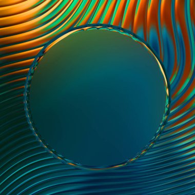 Soyut çerçeveli arkaplan. Renkli, canlı, dalgalı bir duvar kağıdı. Merkezi çerçeveli yaratıcı grafik 2d çizim. Dinamik şekilli modaya uygun sıvı örtüsü.