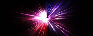 Fütürist mercek patlaması. Parlayan parçacıkları ve çizgileri olan ışık patlaması yıldızı. Güzel soyut ışın arkaplanı.