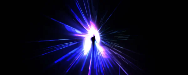 Futuristic Lens Flare Light Explosion Star Glowing Particles Lines Beautiful — Stock Photo, Image