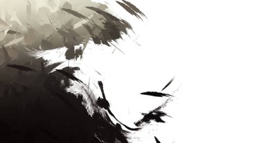 Taranmış Boyalı Soyut Arkaplan. Vahşi kaotik fırça darbeleri. Boya darbeleri. 2D İllüstrasyon. Fırça darbeli resim. 