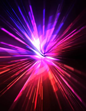 Fütürist mercek patlaması. Parlayan parçacıkları ve çizgileri olan ışık patlaması yıldızı. Güzel soyut ışın arkaplanı.