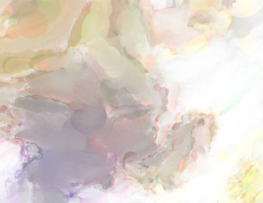 Yumuşak suluboya duvar kağıdı. Hafifçe fırçalanmış renkleri olan sanatsal bir resim. Pastel renkler arkaplana dokunmuş. Soyut duvar sanatı..
