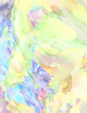 Poster, duvar sanatı, afiş, kart, kitap kapağı veya ambalaj için pastel renkli suluboya resim. Alkol mürekkebini andıran rahatlatıcı fırça darbelerinin modern resmi.