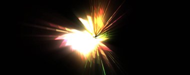 Fütürist mercek patlaması. Parlayan parçacıkları ve çizgileri olan ışık patlaması yıldızı. Güzel soyut ışın arkaplanı.