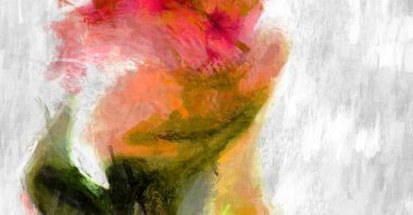 Soyut arkaplanda pürüzlü fırça darbeleri. Fırça boyası. Renkli boya darbeleri. Eşsiz duvar sanatı. Tuvaldeki modern sanat. Renkli çağdaş sanat eserleri. 