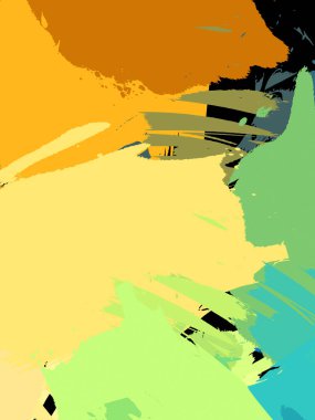 Vahşi fırça darbeleriyle yaratıcı soyut resim. Artistik fırça darbeleriyle donatılmış. Renkli ve canlı bir tasvir. Boyalı sanat.