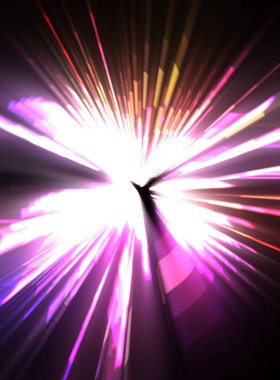 Fütürist mercek patlaması. Parlayan parçacıkları ve çizgileri olan ışık patlaması yıldızı. Güzel soyut ışın arkaplanı.