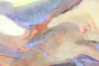 Pastel renklerde suluboya resim. Poster, duvar sanatı, afiş, kart, kitap kapağı ya da ambalaj için rahatlatıcı kompozisyonun yumuşak renkli çizimi. Modern fırça darbeleri resim.