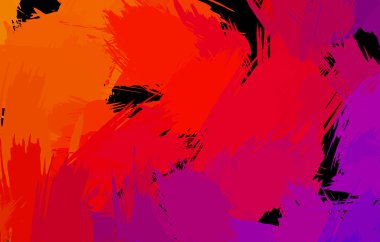 Vahşi fırça darbeleriyle yaratıcı soyut resim. Artistik fırça darbeleriyle donatılmış. Renkli ve canlı bir tasvir. Boyalı sanat.