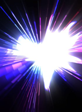 Fütürist mercek patlaması. Parlayan parçacıkları ve çizgileri olan ışık patlaması yıldızı. Güzel soyut ışın arkaplanı.