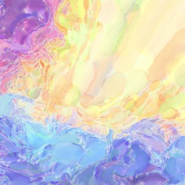 El yapımı sürreal soyut desenli suluboya. Modern sanatsal resim. 2D çizim. Arkaplan boyası karışımı. Yaratıcı duvar sanatı. Çağdaş sanat.