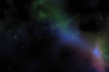 Galaksi uzayındaki yıldız alanı renkli nebula ile. Uzayın derinliklerinin bilim kurgu geçmişi. Ruhsal duvar kağıdı.