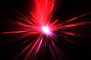 Fütürist mercek patlaması. Parlayan parçacıkları ve çizgileri olan ışık patlaması yıldızı. Güzel soyut ışın arkaplanı.