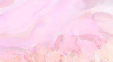 Pastel renklerde suluboya resim. Poster, duvar sanatı, afiş, kart, kitap kapağı ya da ambalaj için rahatlatıcı kompozisyonun yumuşak renkli çizimi. Modern fırça darbeleri resim.