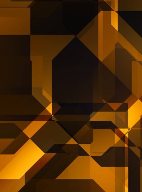 Renkli ve canlı geometrik şekiller katmanları var. Bir teknoloji planının dijital illüstrasyonu. Gelecekçi tasarım şablonu.