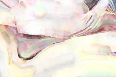 Poster, duvar sanatı, afiş, kart, kitap kapağı veya ambalaj için pastel renkli suluboya resim. Alkol mürekkebini andıran rahatlatıcı fırça darbelerinin modern resmi.