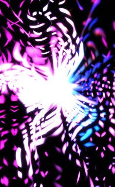 Işık parçacık izleri. Parlayan parçacıkları ve çizgileri olan ışık patlaması yıldızı. Güzel hareketli soyut ışın arkaplanı.