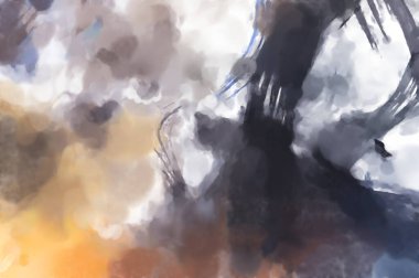 El yapımı sürreal soyut desenli suluboya. Modern sanatsal resim. 2D çizim. Arkaplan boyası karışımı. Yaratıcı duvar sanatı. Çağdaş sanat