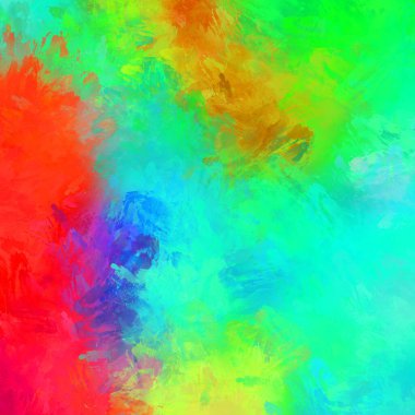 Canlı fırça darbeleriyle boyanmış. Renkli desenli resim. Fırçalanmış duvar kağıdını boya.