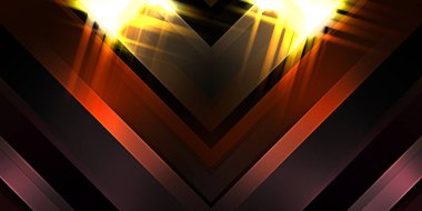 Soyut parlayan geometrik ışıklar arka planda. Fraktal simetrik grafik çizimi. Parıldayan ve parıldayan çubukları kesiştir.