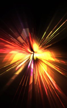 Fütürist mercek patlaması. Parlayan parçacıkları ve çizgileri olan ışık patlaması yıldızı. Güzel soyut ışın arkaplanı.