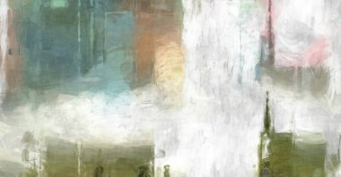 Soyut arkaplanda pürüzlü fırça darbeleri. Fırça boyası. Renkli boya darbeleri. Eşsiz duvar sanatı. Tuvaldeki modern sanat. Renkli çağdaş sanat eserleri. 