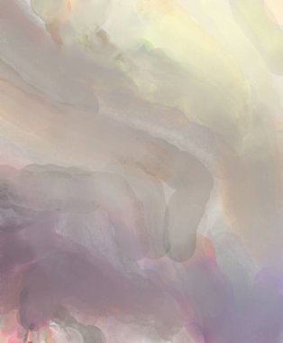 Pastel renklerde suluboya resim. Poster, duvar sanatı, afiş, kart, kitap kapağı ya da ambalaj için rahatlatıcı kompozisyonun yumuşak renkli çizimi. Modern fırça darbeleri resim.