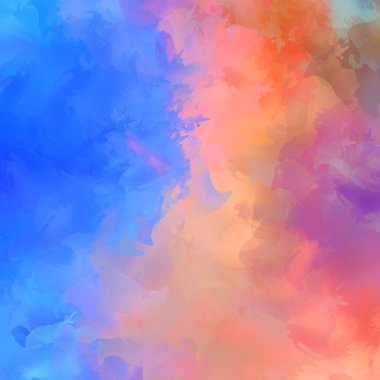 Canlı fırça darbeleriyle boyanmış. Renkli desenli resim. Fırçalanmış duvar kağıdını boya.