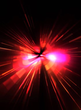 Fütürist mercek patlaması. Parlayan parçacıkları ve çizgileri olan ışık patlaması yıldızı. Güzel soyut ışın arkaplanı.