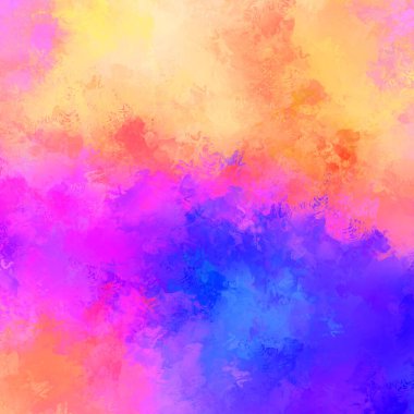 Canlı fırça darbeleriyle boyanmış. Renkli desenli resim. Fırçalanmış duvar kağıdını boya.