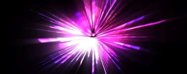 Fütürist mercek patlaması. Parlayan parçacıkları ve çizgileri olan ışık patlaması yıldızı. Güzel soyut ışın arkaplanı.