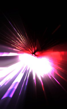 Fütürist mercek patlaması. Parlayan parçacıkları ve çizgileri olan ışık patlaması yıldızı. Güzel soyut ışın arkaplanı.