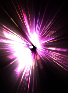 Fütürist mercek patlaması. Parlayan parçacıkları ve çizgileri olan ışık patlaması yıldızı. Güzel soyut ışın arkaplanı.