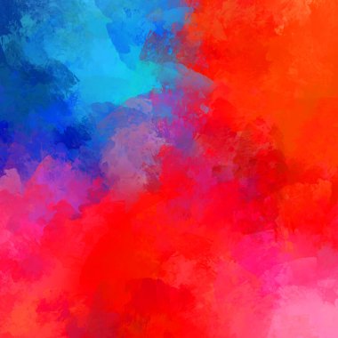 Canlı fırça darbeleriyle boyanmış. Renkli desenli resim. Fırçalanmış duvar kağıdını boya.