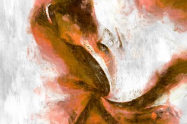 Soyut arkaplanda pürüzlü fırça darbeleri. Fırça boyası. Renkli boya darbeleri. Eşsiz duvar sanatı. Tuvaldeki modern sanat. Renkli çağdaş sanat eserleri. 