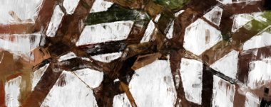 Soyut arkaplanda pürüzlü fırça darbeleri. Fırça boyası. Renkli boya darbeleri. Eşsiz duvar sanatı. Tuvaldeki modern sanat. Renkli çağdaş sanat eserleri. 