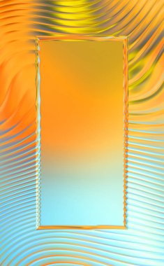 Soyut çerçeveli arkaplan. Renkli, canlı, dalgalı bir duvar kağıdı. Merkezi çerçeveli yaratıcı grafik 2d çizim. Dinamik şekilli modaya uygun sıvı örtüsü.