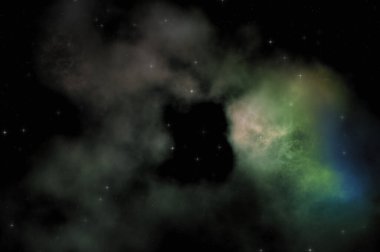 Galaksi uzayındaki yıldız alanı renkli nebula ile. Uzayın derinliklerinin bilim kurgu geçmişi. Ruhsal duvar kağıdı.