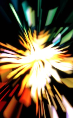 Işık parçacık izleri. Parlayan parçacıkları ve çizgileri olan ışık patlaması yıldızı. Güzel hareketli soyut ışın arkaplanı.